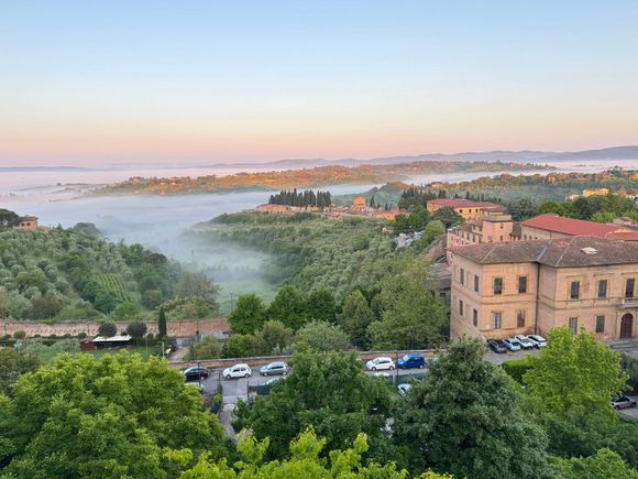 View from our hotel room in the early morning with the mist and fog rolling in.
