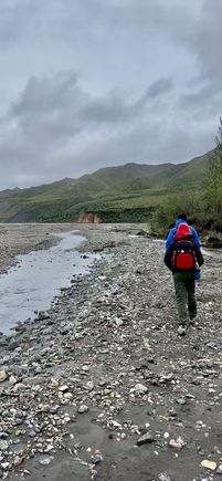 Hiking on the river bed at East Fork 
