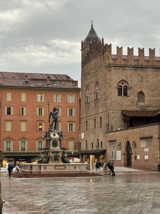 Neptune's Fountain in Piazza del Nettuno, which is next to Piazza Maggiore