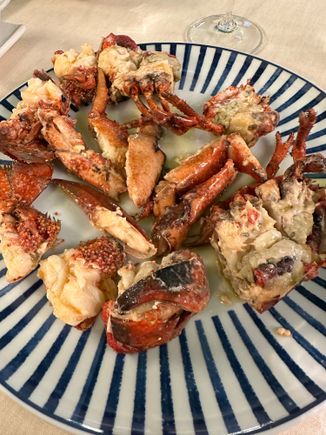 "Fried" lobster....far better than his Maine relatives, in my opinion.  (This accounted for a large portion of our total tab)