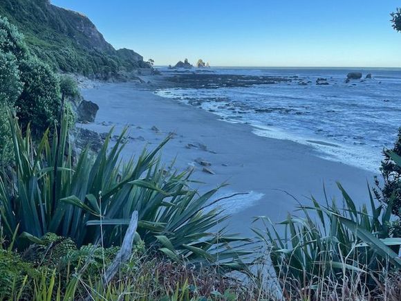 Beach still in shadow when we arrived 
