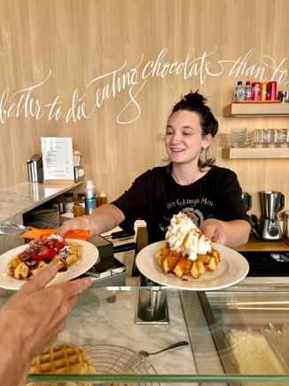 Supposedly the best place in Bruges, and they were good, but nothing exceptional about the waffles themselves. I think Belgium waffles is all about the toppings.