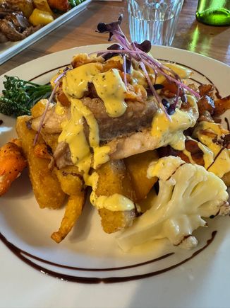 The Ranch Bar and Grille - My monkfish and salmon stack