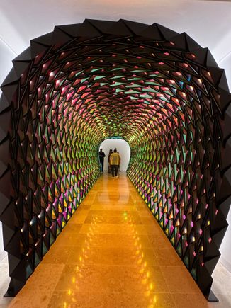 Spectacular tunnel of light by Olafur Eliasson, one of several site-specific works