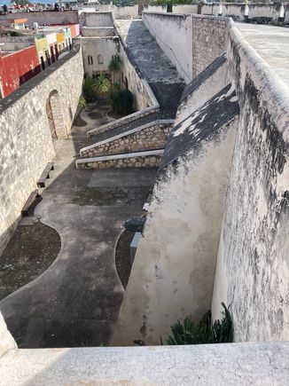 Looking down from the city walls