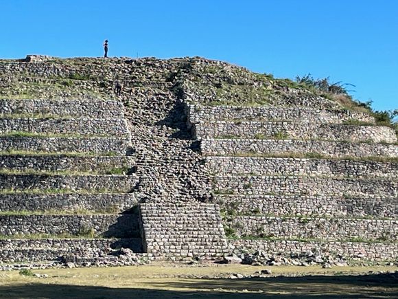 They say this is one of the largest pyramids. It's largest in total circumference.  Even as I took this shot, I was standing on part of the pyramid