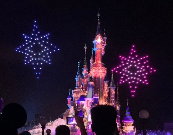 Drone created stars in the nighttime show 