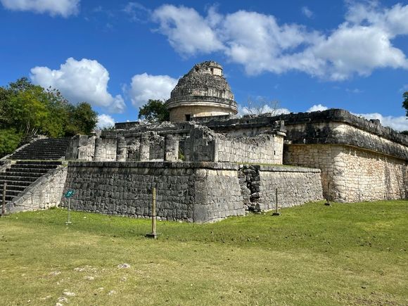 El Caracol or the Observatory.   This is the place where Mayan astronomer, Carl Chaac Mool Sagan discovered billions and billions of stars. Kidding aside this is one of the most unique buildings at Chichen Itza.