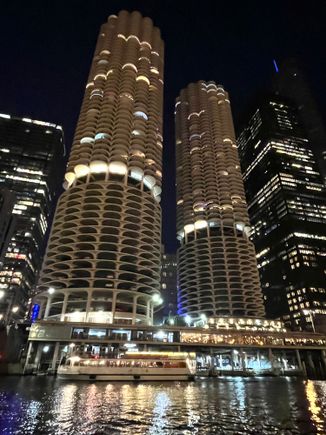 Nighttime river activity.