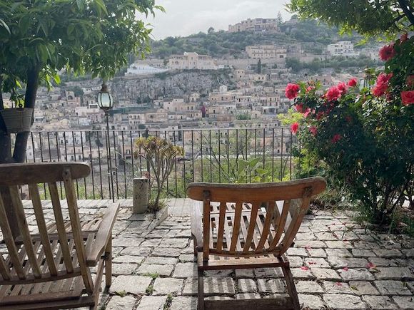 Our amazing private terrace with a view over Modica