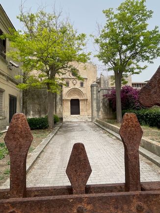 Next up: Santa Maria del Gesu, which partially survived the 1693 earthquake and is a prime example of 15th century architecture, with a notable cloister. It was unclear from our reading whether it was open or not. Of course, after climbing to the very top of town, we found that it is indeed (at least temporarily) closed.