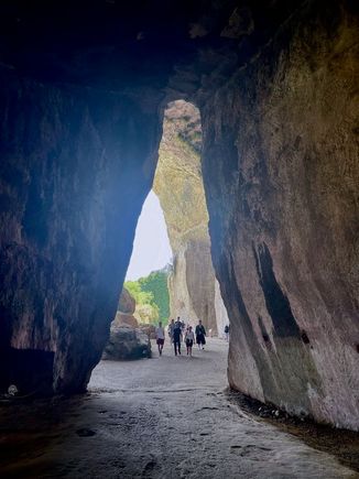 The Latomie of Syracuse is a group of limestone quarries later used for prisons - this is the Ear of Dionysos