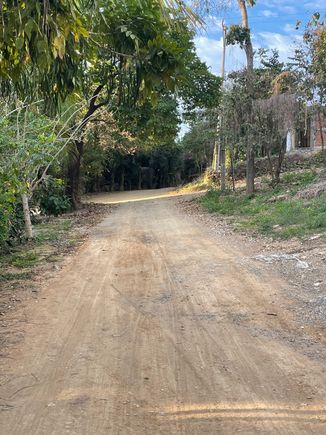 We are a couple of blocks off the beach, this is the dirt road we walk to get to the beach.