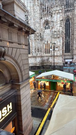 View of market and Duomo from restaurant window