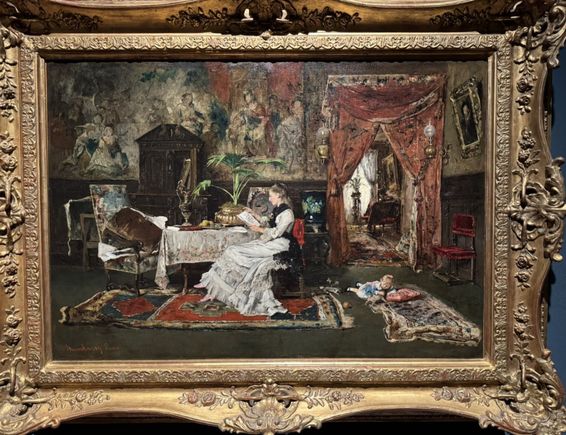 (Paris Interior) Reading Woman, 1877 by Mihaly Munkacsy
