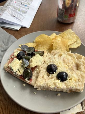 Lunch - Stilton, salami & grapes on ciabatta - yummy