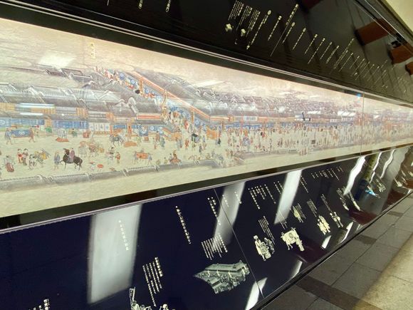 Painting of early Nihonbashi in train station