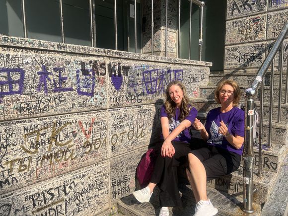 BTS' former studio/company building is now owned by an actor who has allowed the building to be covered to messages to BTS (I'm not sure what the building is actually used for now)