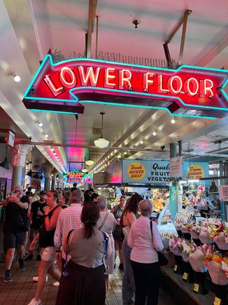 Pretty crowded inside Pike Place at noon on a Friday 