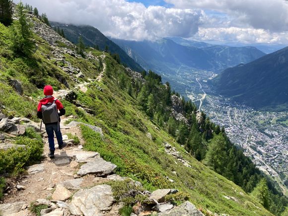 Along the trail overlooking Chamonix valley