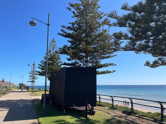 From a distance, I thought this was a food truck.
But, a sauna. It was 35 C, not really needed. 