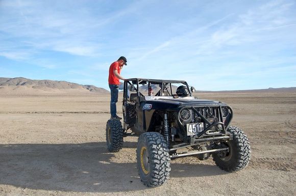 Johnson Valley, CA - if you're tall enough you might get some cell phone reception. Photo was taken by friends of DS to prove to his wife that he did try to call home while on guys' adventure trip.