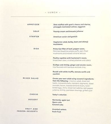 Lunch menu