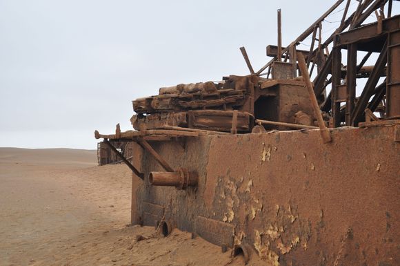 rusting and twisted  metal now a home to breeding seabirds