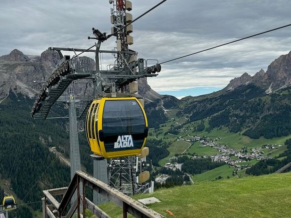 Top of the Col Alt gondola. That's Colfosco down in the valley below. 