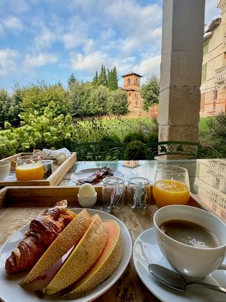 Delicious breakfast on the patio
