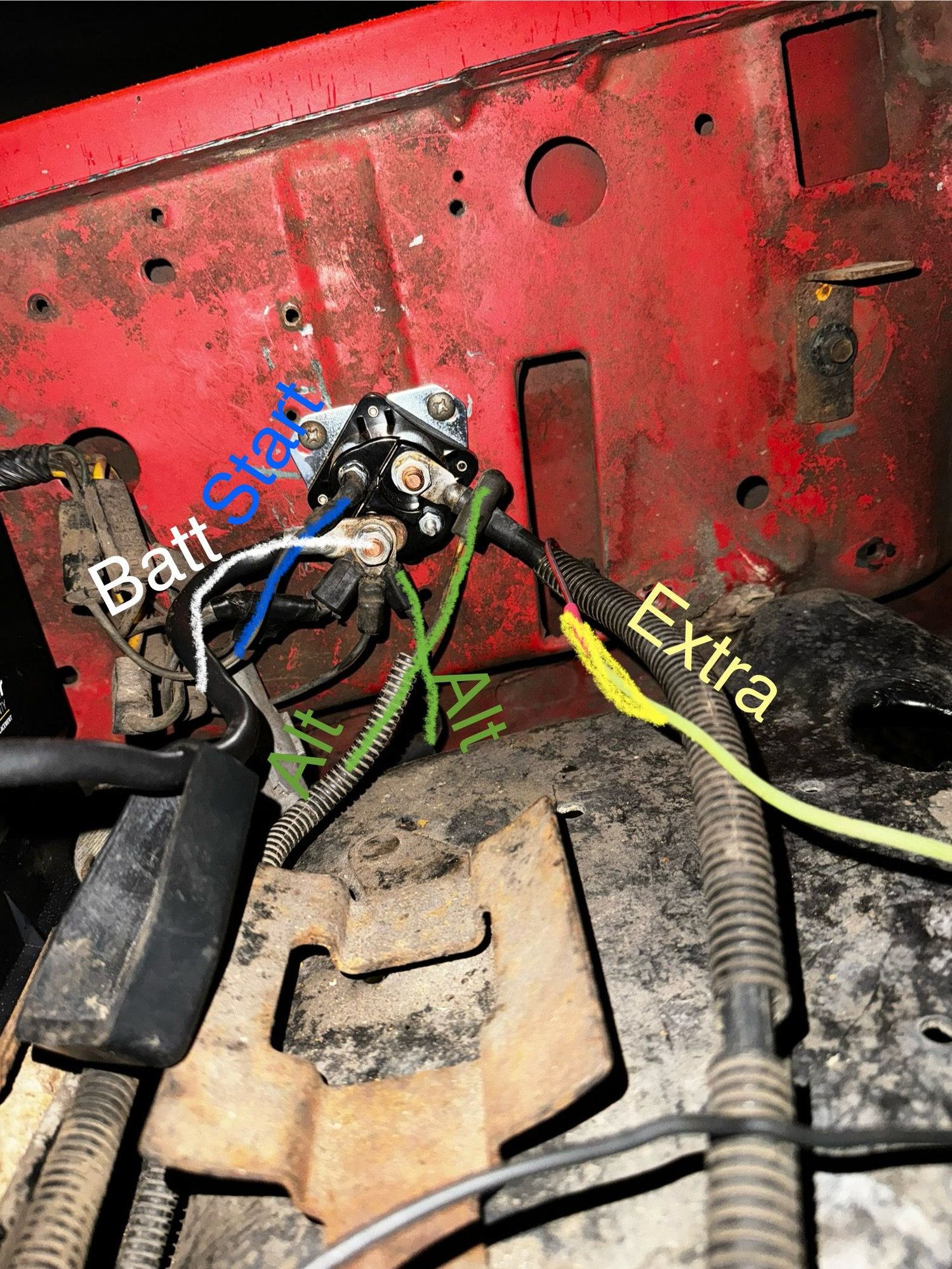 87 F250 460 starter engages when key is in RUN position. Ford Truck