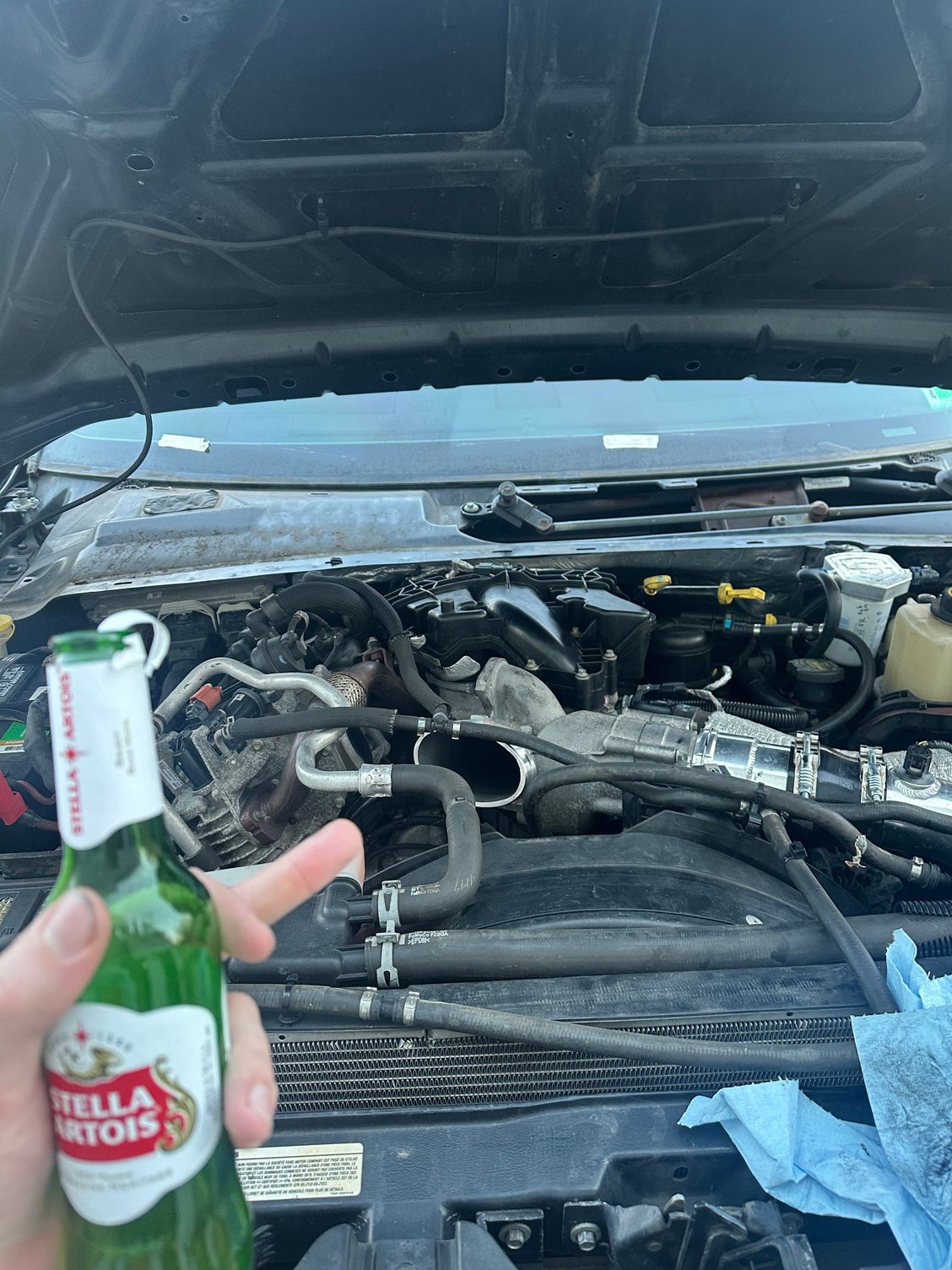 Celebratory beer after re-installing the upper intake manifold. such a pain!!