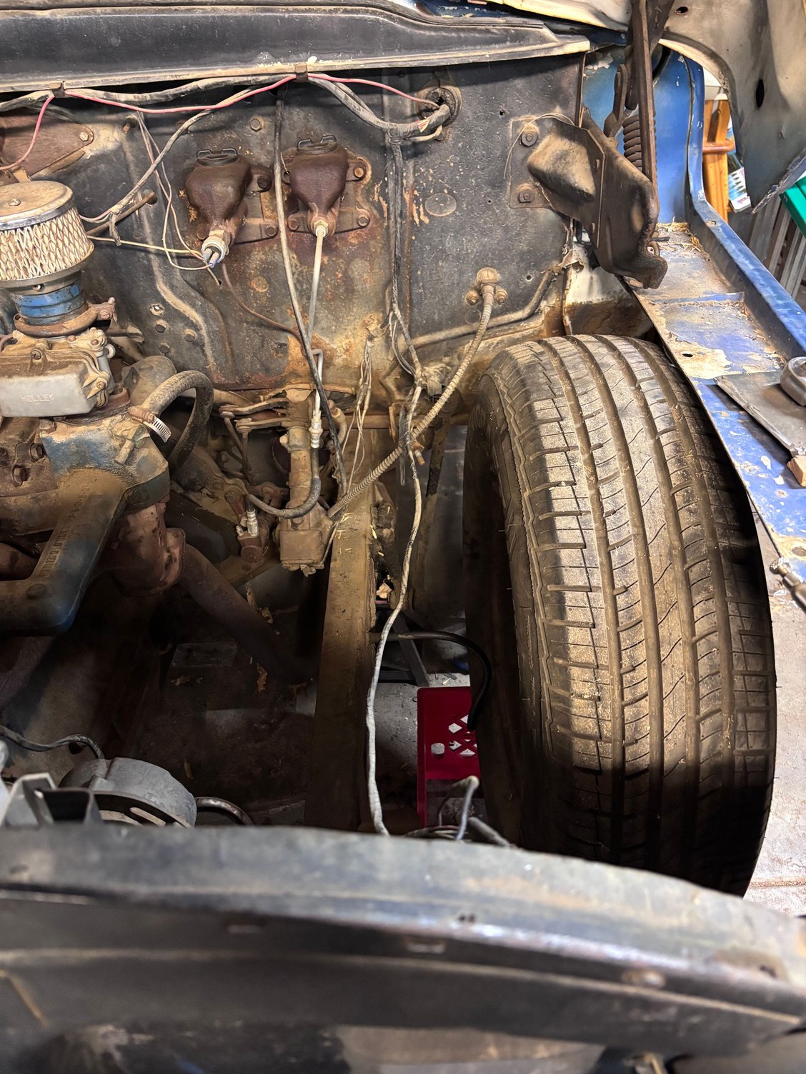 Still need the steering box out. And a little bit of hardware to adapt to the new steering rack