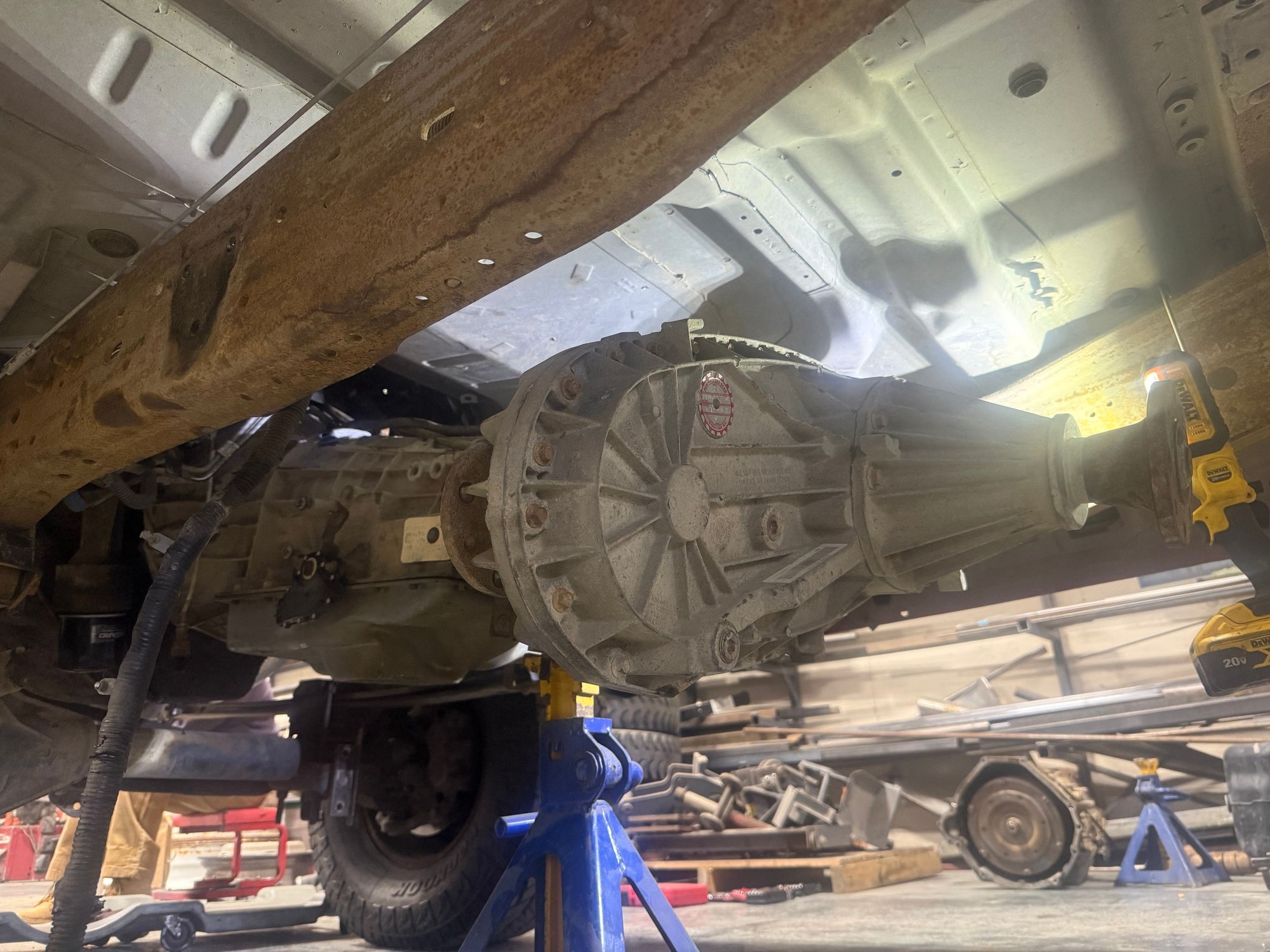 Me and the girl got the front pump seal replaced and the trans and t-case bolted up!