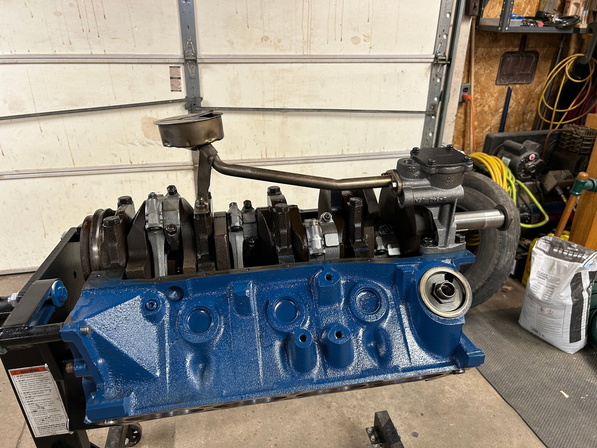 I installed the oil pump in the pick up tube and then realized I forgot to put the oil pump shaft back in so I took it all apart and did it twice. But it was good practice. I was happy to be assembling the engine and not cleaning parts
