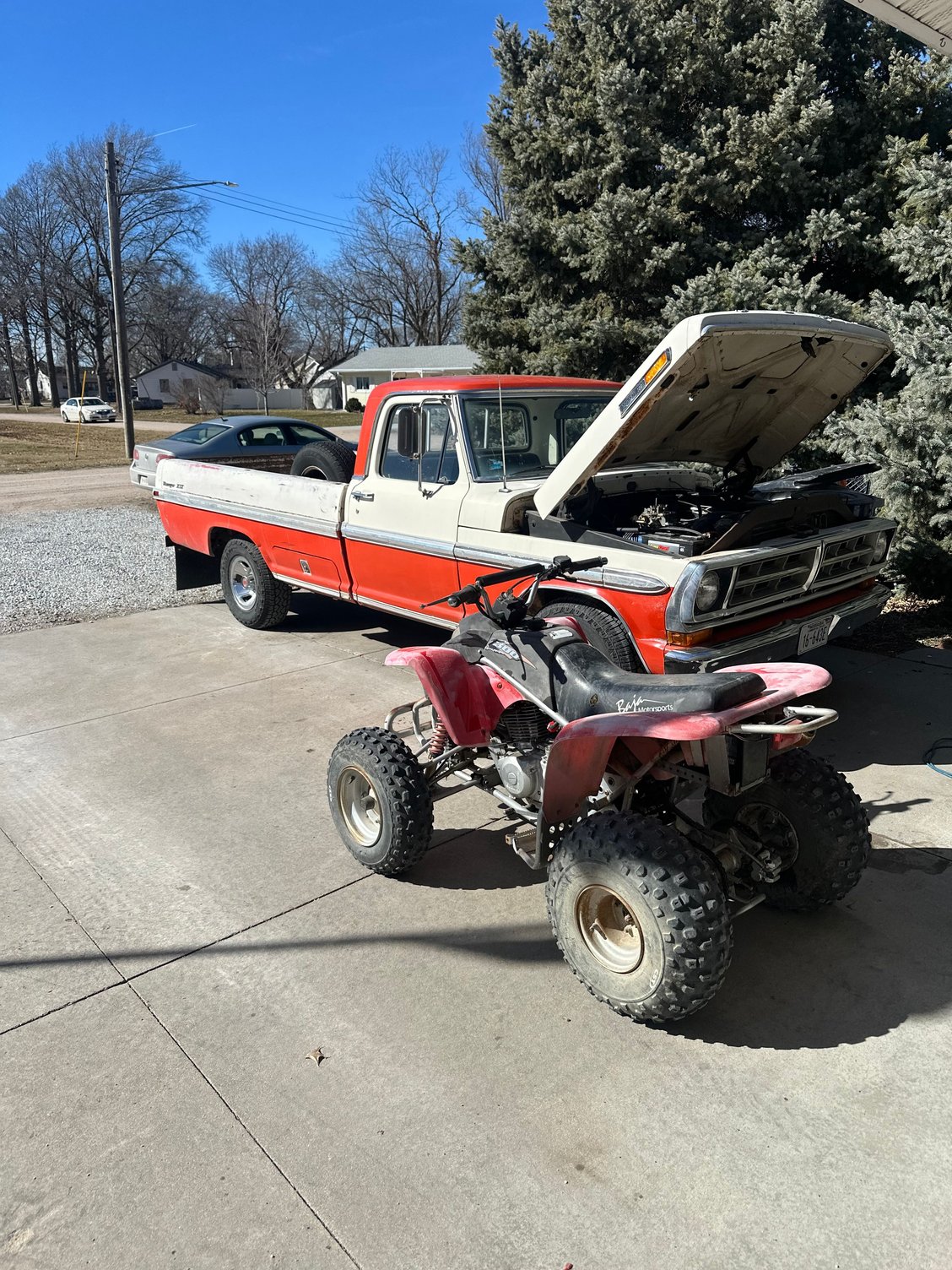 Working on the truck today. The quad sitting there had sat for 20 years outside. I had to resurrect it as part of the trade for the skid steer 