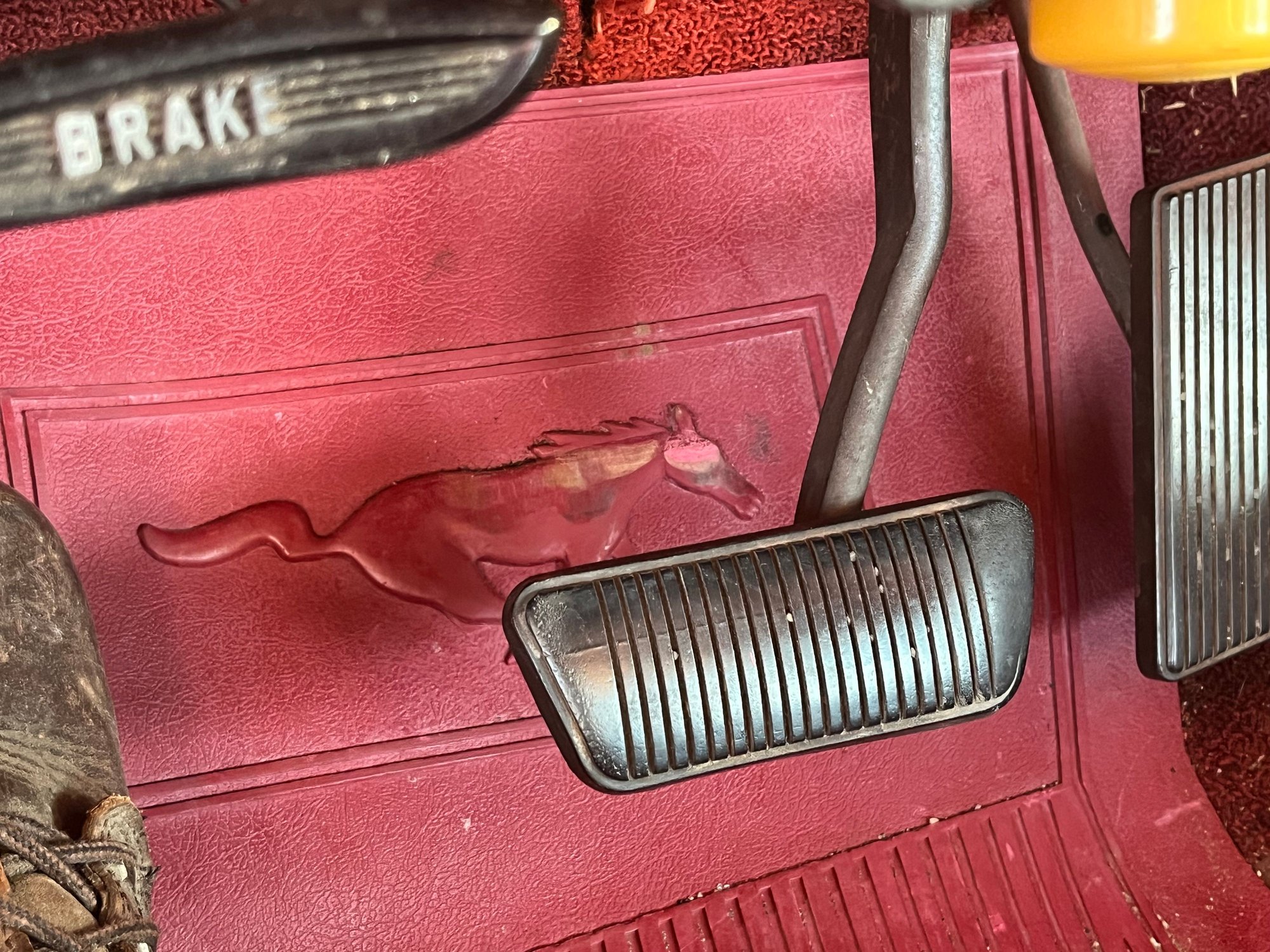 Brake pedal was going so low that it carved a mark into my horses head!