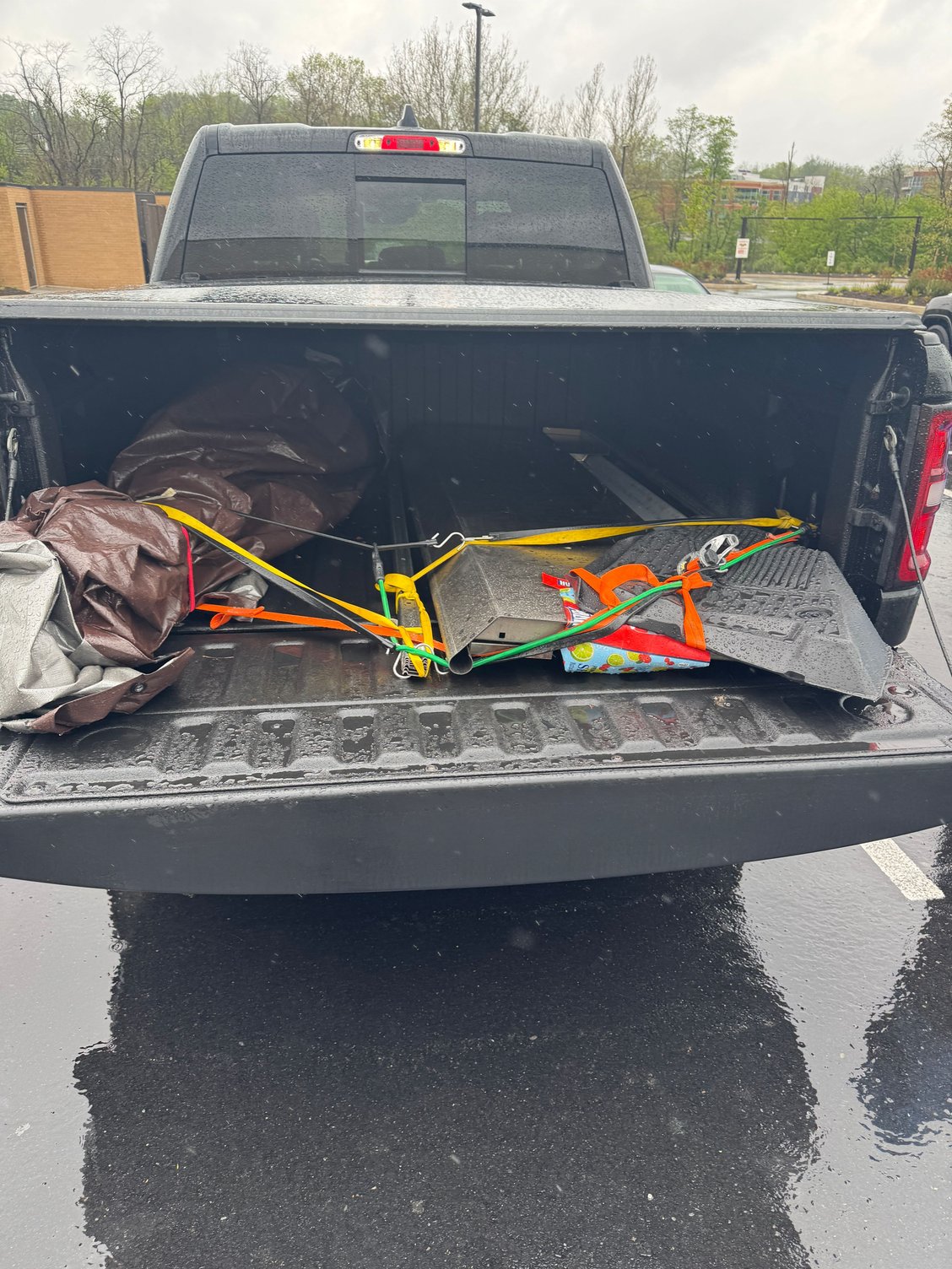 We were able to keep the bed wood dry but  not the bed sides and tailgate for the 3 hour drive home. My wife was ready like a pit crew with towels when I pulled up to the house and it�s all dry in the garage now! 
