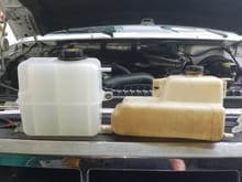 I worked on getting the cooling system installed, here is a good side by side of the IDI over flow next to the PSD degas configuration. 