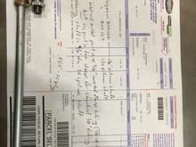 Receipt for Borgeson 800127 steering box with notes