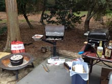 Christmas Dinner at Fort Wilderness Campground!!! 2 bbqs, dutch oven, and trailer oven..