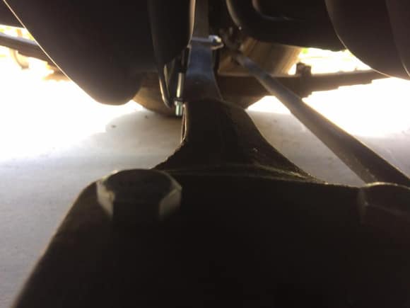 Hard to see, but I had to trim the back lip of the motor crossmember. Knew it would be tight and I would likely have to do this. Also hard to see, plenty of room between the axle and oil pan.