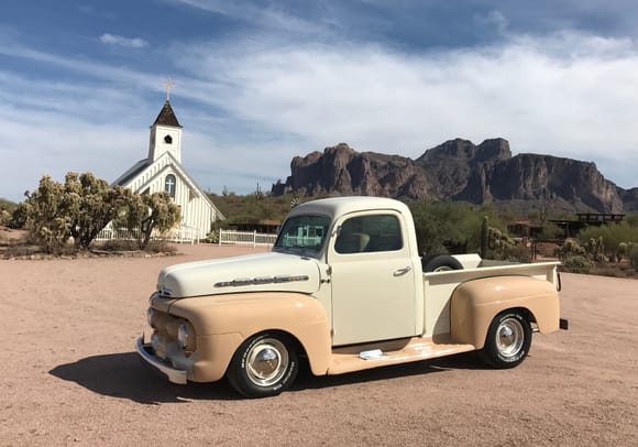 1951 Ford F1                     Superstition Mountains in background