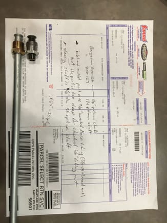 Receipt for Borgeson 800127 steering box with notes