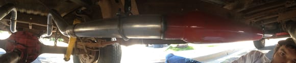 Here is a panoramic view of the installed exhaust pipes