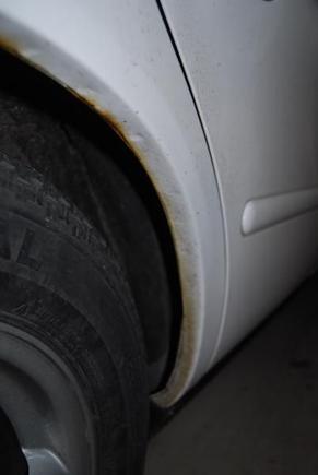 Passenger's side dogleg showing rust on '02 Taurus