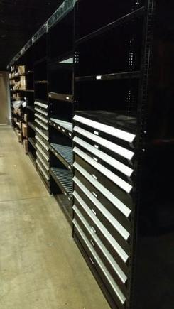 High velocity parts bins allow us to keep more items in stock.