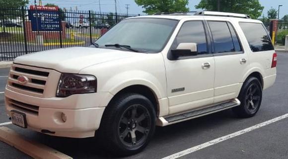 Big White Truck after installing the new tire/wheels and custom tint.