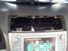 Center console, during installation of rear view camera