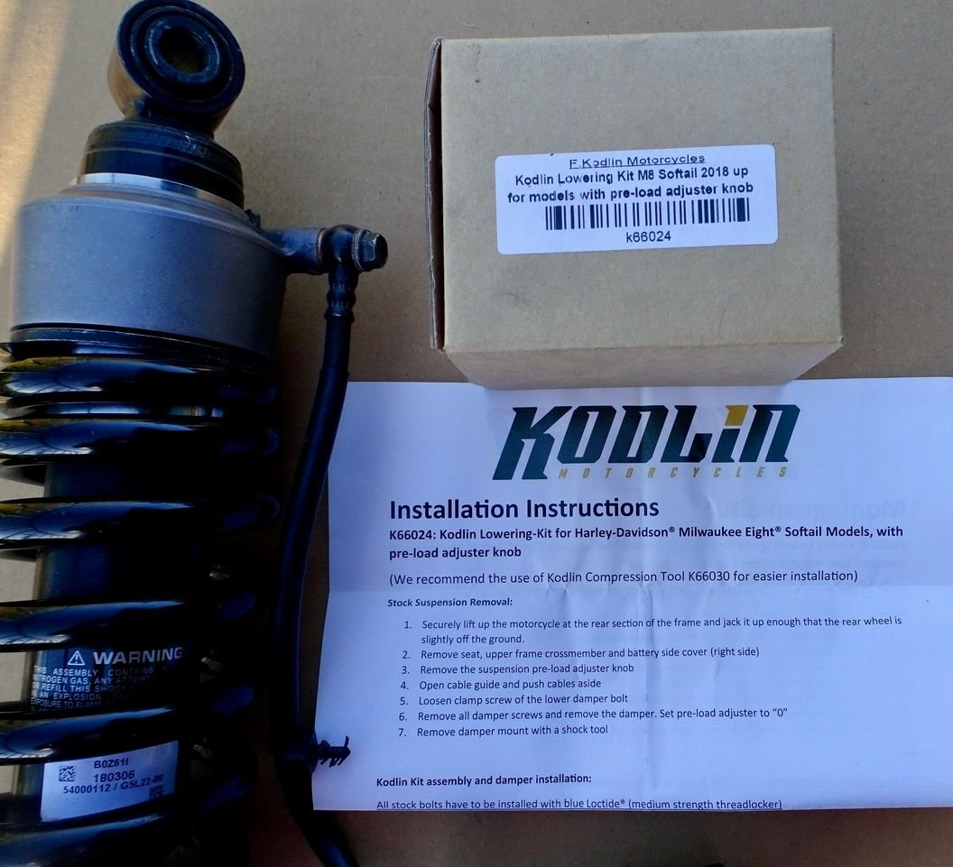 M8 Softail Lowering Kit (OEM Rear Shock + Kodlin K66024 lowering kit